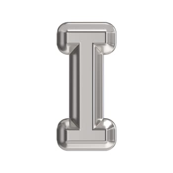 Steel font Letter I 3D rendering illustration isolated on white background