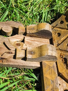 The device of a wooden clypeus. Clypeus window.