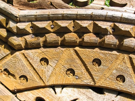 The device of a wooden clypeus. Clypeus window.