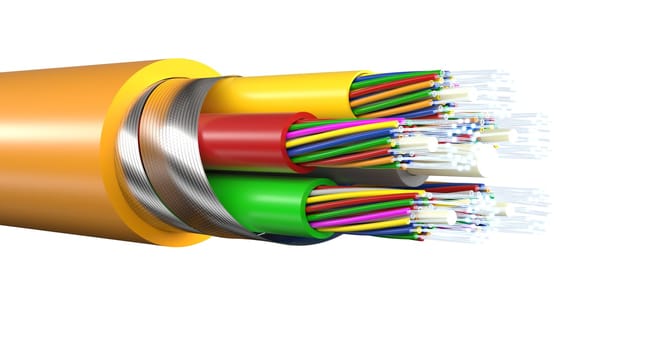 detail of fibre optic cable for internet connection. 3d render