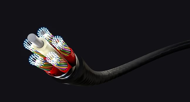 fibre optic cable, fast internet connection. 3d render