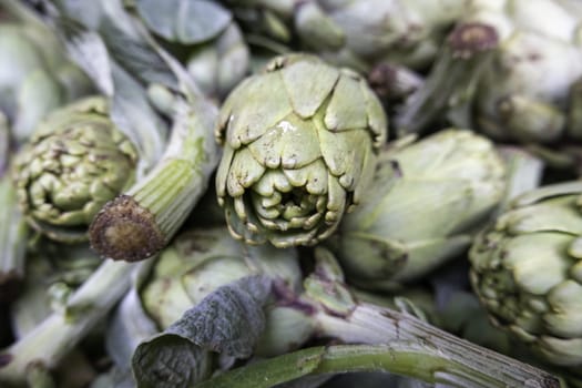 Detail of fresh vegetables in a market in Spain, healthy food, vegan