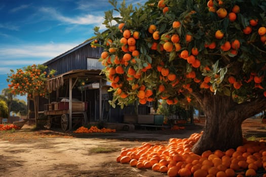 Orange tree. Food nature leaf. Generate Ai