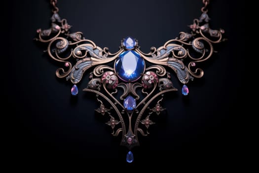 Dazzling Ornate necklace gem. Shiny jewelry. Generate Ai