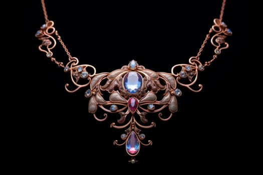 Magnificent Ornate necklace gem. Shiny jewelry. Generate Ai