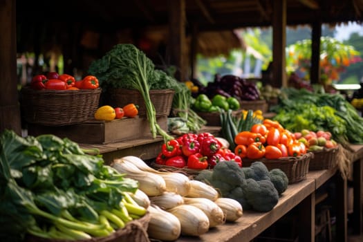 Bountiful Organic vegetable products market department. Vitamins grocery section in grocery supermarket. Generate ai