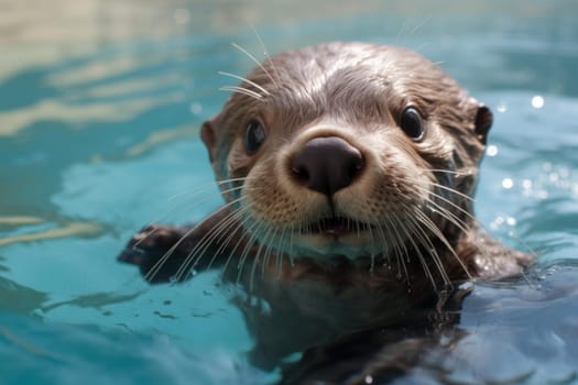 Agile Otter cute underwater. Wild playful. Generate Ai