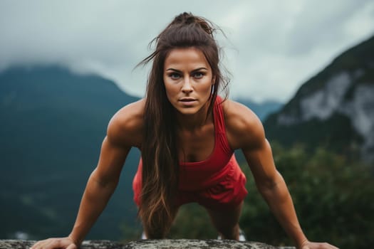 Determined Outdoor fitness woman. Fit sport. Generate Ai