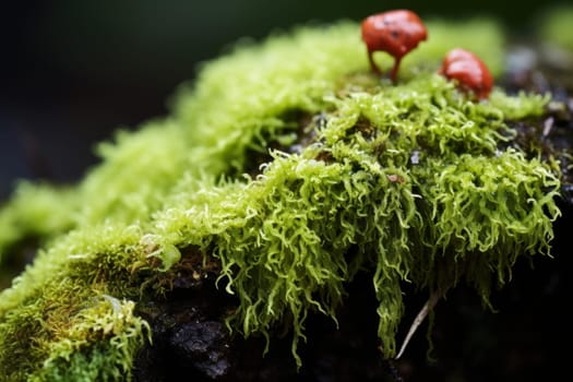 Overgrown lichen stone. Wall plant. Generate Ai