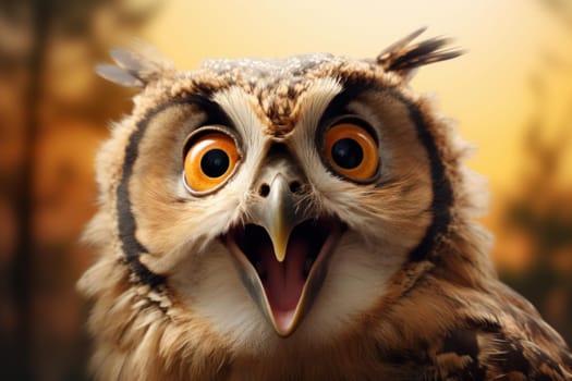 Majestic Owl portrait. Bird eye beak. Generate Ai