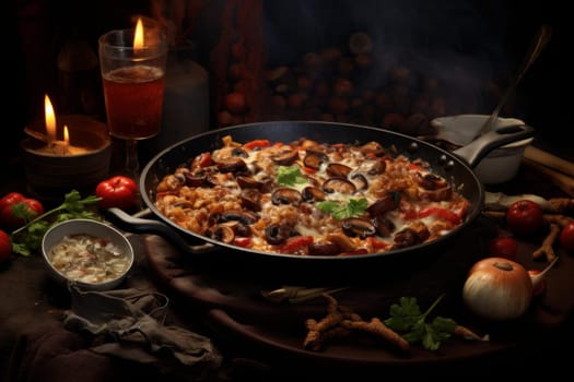 Paellas food photo. Cuisine lunch. Generate Ai