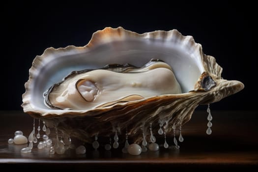 Rough Oyster open shell. Cooking ice shell. Generate Ai