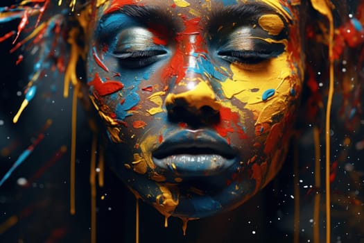 Vibrant Colorful paint splatter. Rainbow wave. Generate Ai