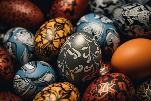 Painted eggs floral. Color food. Generate Ai