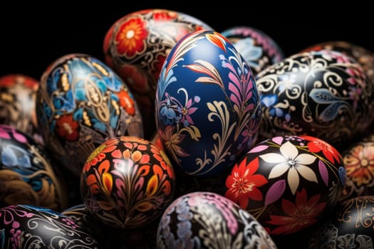 Decorative Painted eggs floral. Color food. Generate Ai