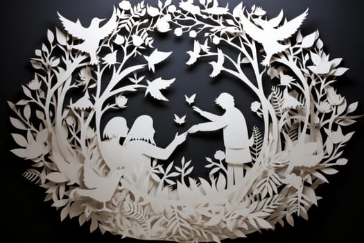 Artistic Paper cut pigeon. Nature art day. Generate Ai