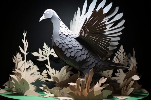 Innovative Paper cut pigeon fly. Religion world. Generate Ai
