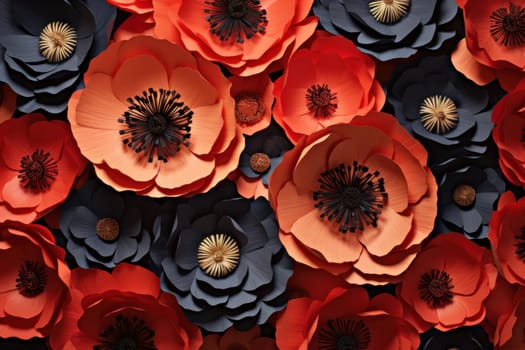 Delicate Paper poppy art. Flower paper design. Generate Ai