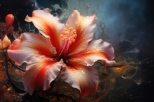 Exotic Paradise flower. Jungle nature petal. Generate AI