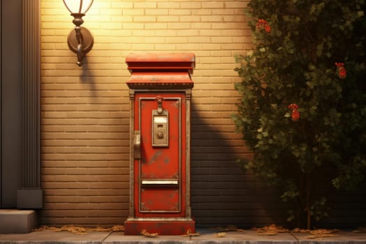 Parcel carton box at the entrance door. Post delivery service cardboard order. Generate ai