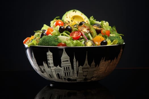Elegant Parisian salad plate. Diet nutrition. Generate Ai