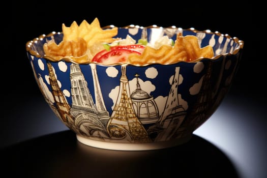 Appetizing Parisian salad plate. Diet nutrition. Generate Ai