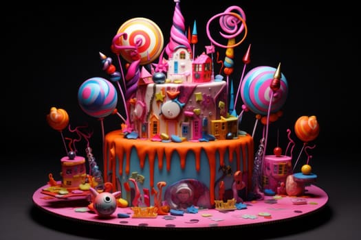 Colorful Party birthday cake. Sweet party. Generate Ai