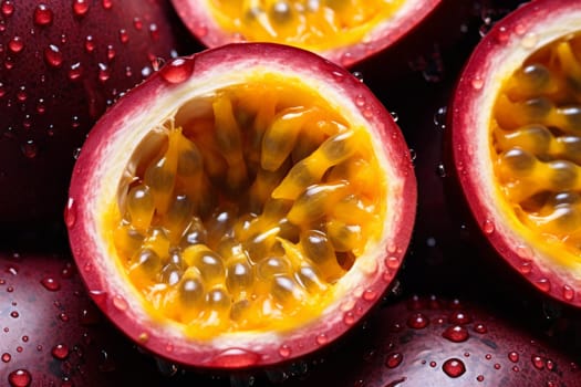 Aromatic Passionfruit food. Slice juice fruit. Generate Ai