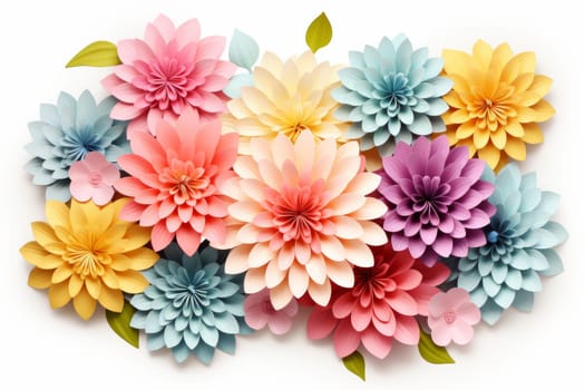 Pastel paper flower. Floral craft gift. Generate Ai