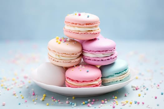 Delicate Pastel cake macarons. Candy dessert. Generate Ai