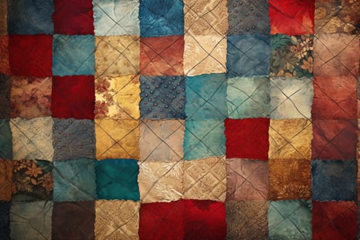 Colorful Patchwork blanket background. Summer ornament pattern fabric style. Generate Ai