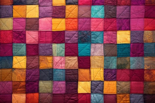 Intricate Patchwork blanket background. Summer ornament pattern fabric style. Generate Ai