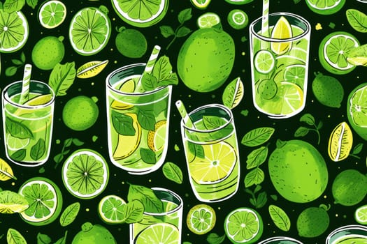 Refreshing Summer fruits drinks mockup. Tropical food. Generate Ai