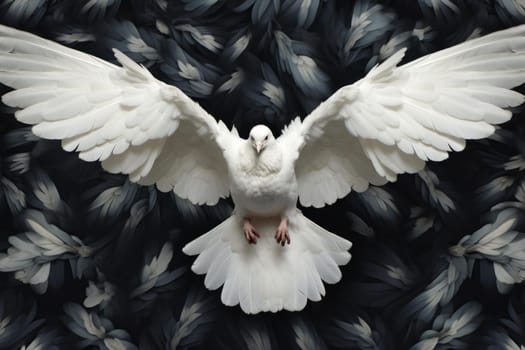 White feather pigeon bird. Object pattern. Generate Ai