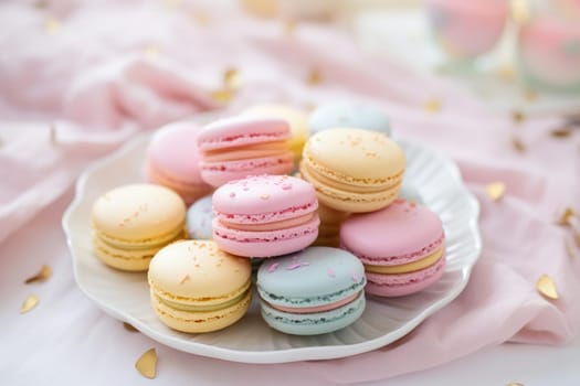 Creamy Pastel cake macarons. Candy dessert. Generate Ai