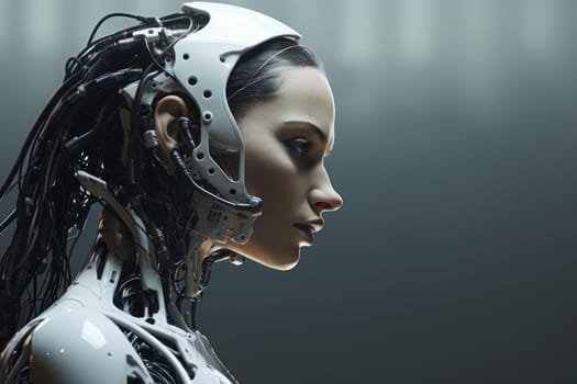Innovative Cyborg character. Game hero art. Generate Ai