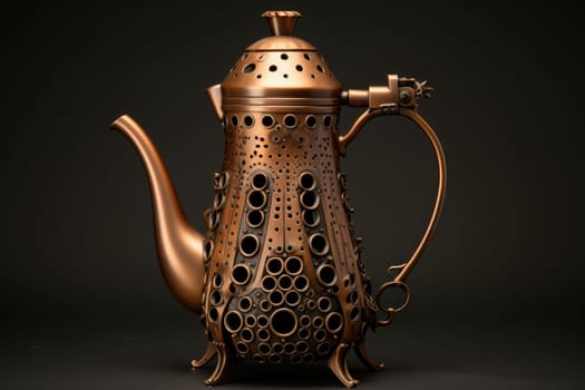 Coffee percolator pot. Home retro metal. Generate Ai