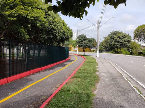 Jacareí, São Paulo, Brazil, February 7, 2024, Parque da Cidade, detail of the cycle path on a sunny day.