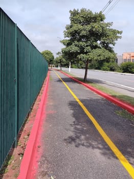 Jacareí, São Paulo, Brazil, February 7, 2024, Parque da Cidade, detail of the cycle path on a sunny day.