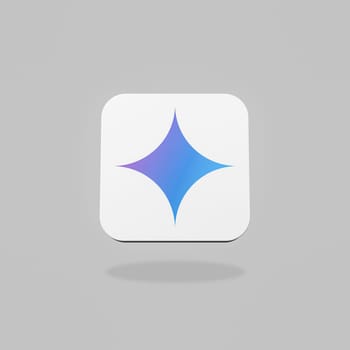 Google Gemini App Icon 3D Shape Isolated on Flat Gray Background with Shadow 3D Illustration