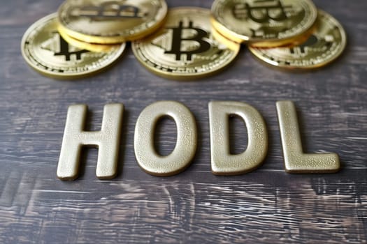 Bitcoin hodl concept. Neural network generated image. Not based on any actual person or scene.