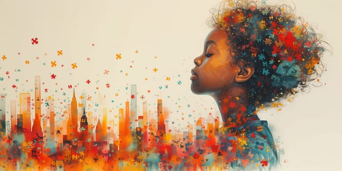 Autism, ADHD, attention deficit hyperactivity disorder, mental health, mind of a child with colorful jigsaw or puzzle pieces