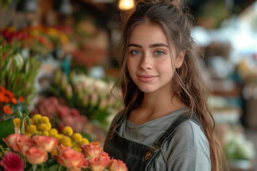 Woman working at a flower shop, small business owner at work, lifestyle store, gift for mothers day, birthday