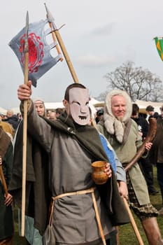 Krakow, Poland - April 11, 2023: Unidentified participants of Rekawka - Polish tradition, celebrated in Krakow on Tuesday after Easter. Currently has the character of festival historical reconstruction