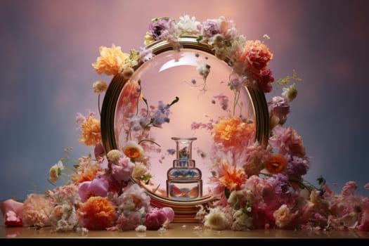 Fragrant Perfume mirror. Glamour empty glass. Generate Ai