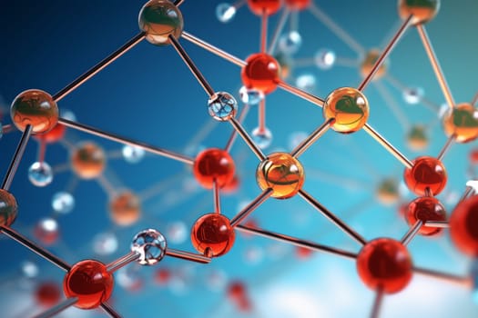 Interconnected Molecular structure cell. Formula atom tech. Generate Ai