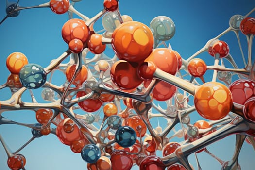 Intricate Molecular structure cell. Formula atom tech. Generate Ai