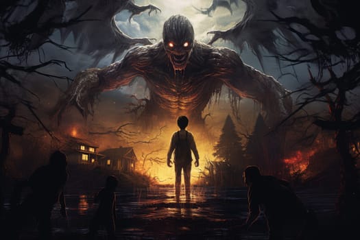 Sinister Horror movie monster. Scary evil. Generate Ai
