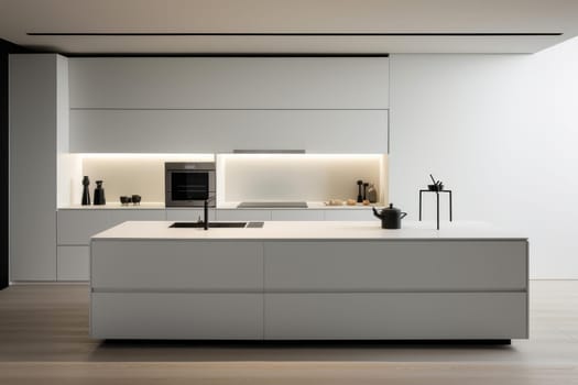 Refined Minimalistic kitchen. Poster decor room. Generate Ai