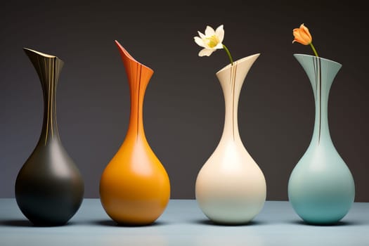 Stylish Modern vases set. Ceramic nordic plant. Generate Ai
